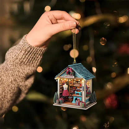 Custom Dreamy Tailor Shop 2D Flat Acrylic Ornament, Sewing Ornament, Gift for Future Tailor, Gift for Sewing Lovers, Xmas Sewing Machine