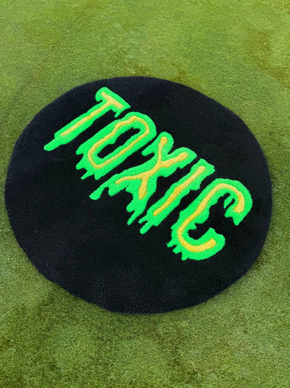 Toxic tufted rug – round handmade rug, custom tufted carpet, trendy rug, funny home decor, statement rug, unique wall art