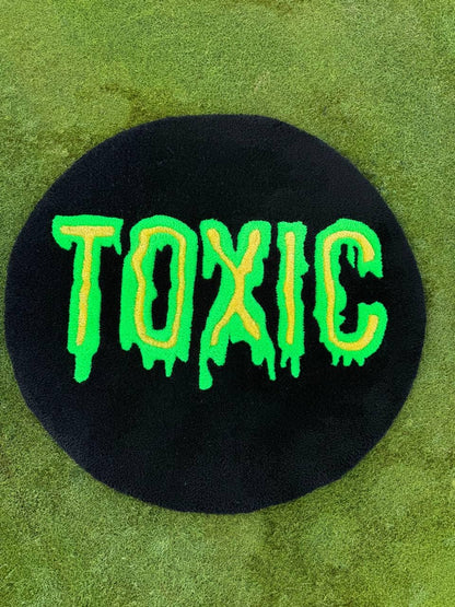 Toxic tufted rug – round handmade rug, custom tufted carpet, trendy rug, funny home decor, statement rug, unique wall art