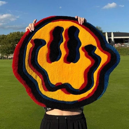 Smiley Face Rug 3D | Tufted Happy Emoji Carpet | Cute Aesthetic Home Decor