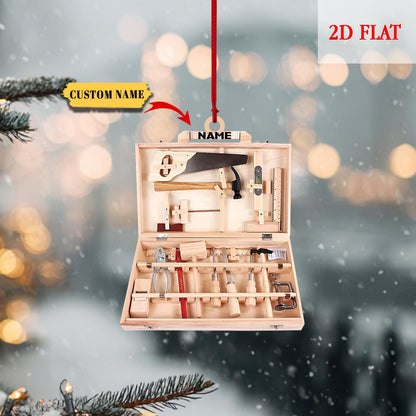 Personalized Carpenter Tool Box Ornament, Woodworking Christmas Decoration, Toolbox Ornament, Carpenter Ornament, Construction Gift Ideas