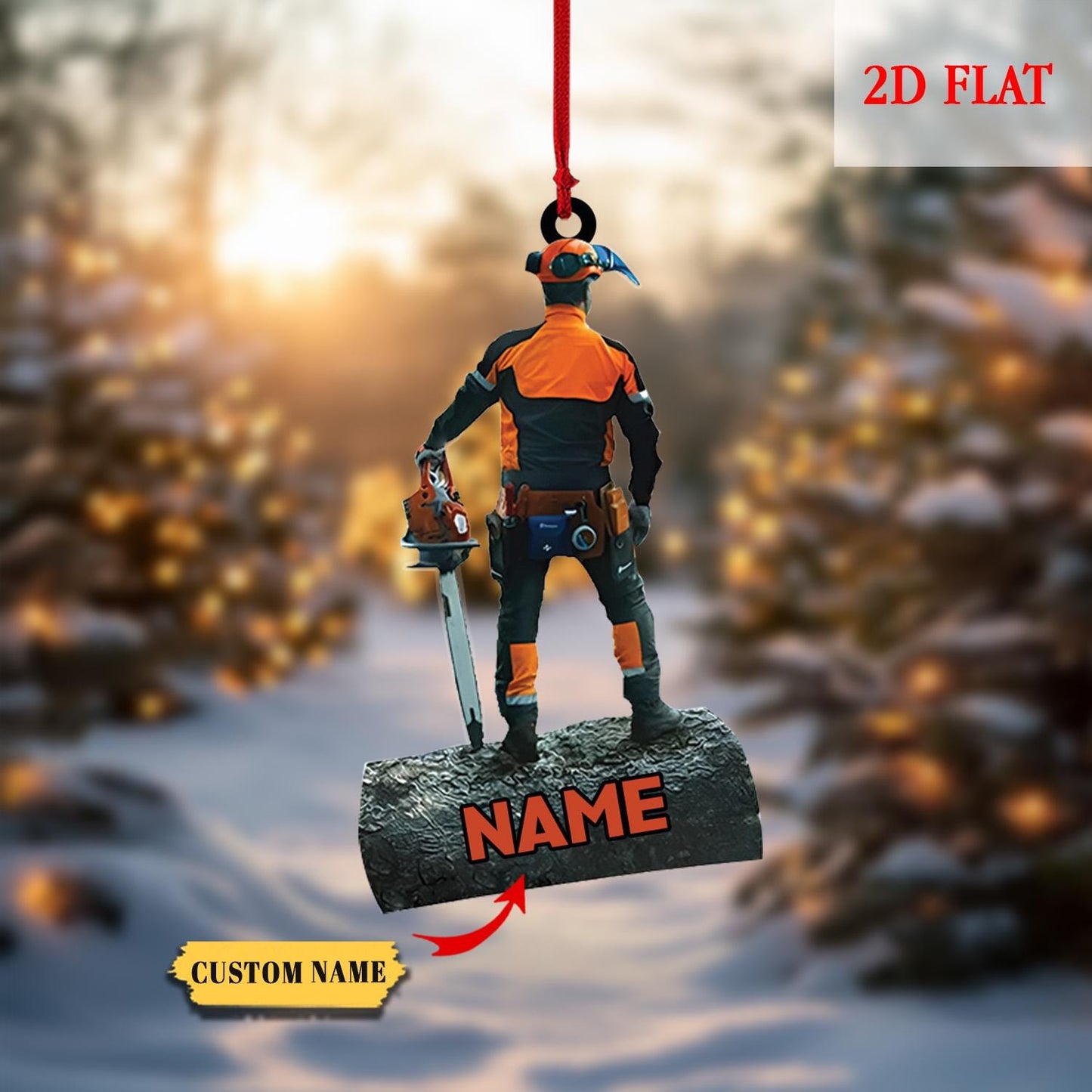Personalized Arborist Christmas Ornament, Logger Hanging Ornament, Tree Trimmer Cutter Decor, Unique Handyman Holiday Gift for Men