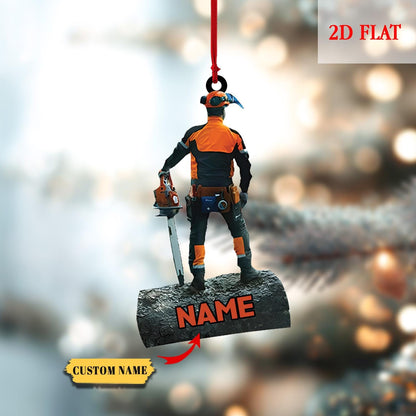 Personalized Arborist Christmas Ornament, Logger Hanging Ornament, Tree Trimmer Cutter Decor, Unique Handyman Holiday Gift for Men