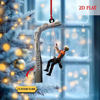 Personalized Arborist Chainsaw 2D Flat Christmas Ornament, Custom Logger Hanging Ornament, Tree Trimmer Cutter Decor, Arborist Christmas