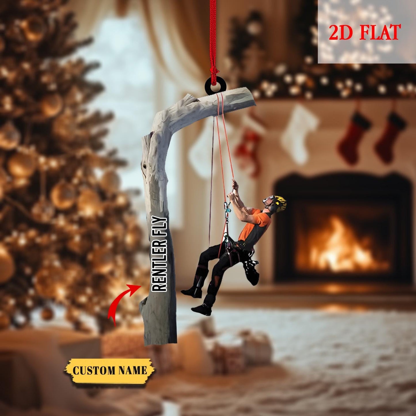 Personalized Arborist Chainsaw 2D Flat Christmas Ornament, Custom Logger Hanging Ornament, Tree Trimmer Cutter Decor, Arborist Christmas