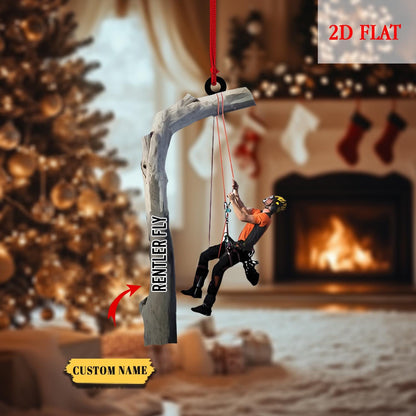 Personalized Arborist Chainsaw 2D Flat Christmas Ornament, Custom Logger Hanging Ornament, Tree Trimmer Cutter Decor, Arborist Christmas