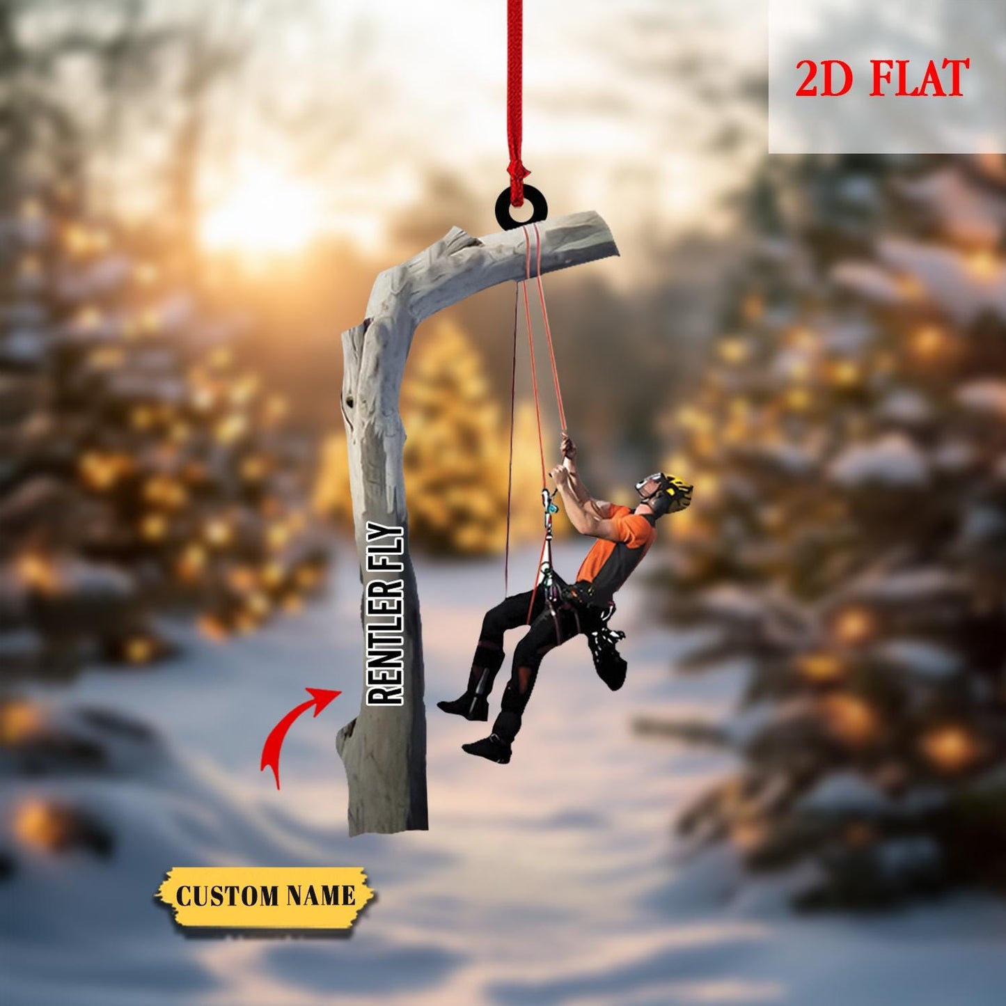 Personalized Arborist Chainsaw 2D Flat Christmas Ornament, Custom Logger Hanging Ornament, Tree Trimmer Cutter Decor, Arborist Christmas