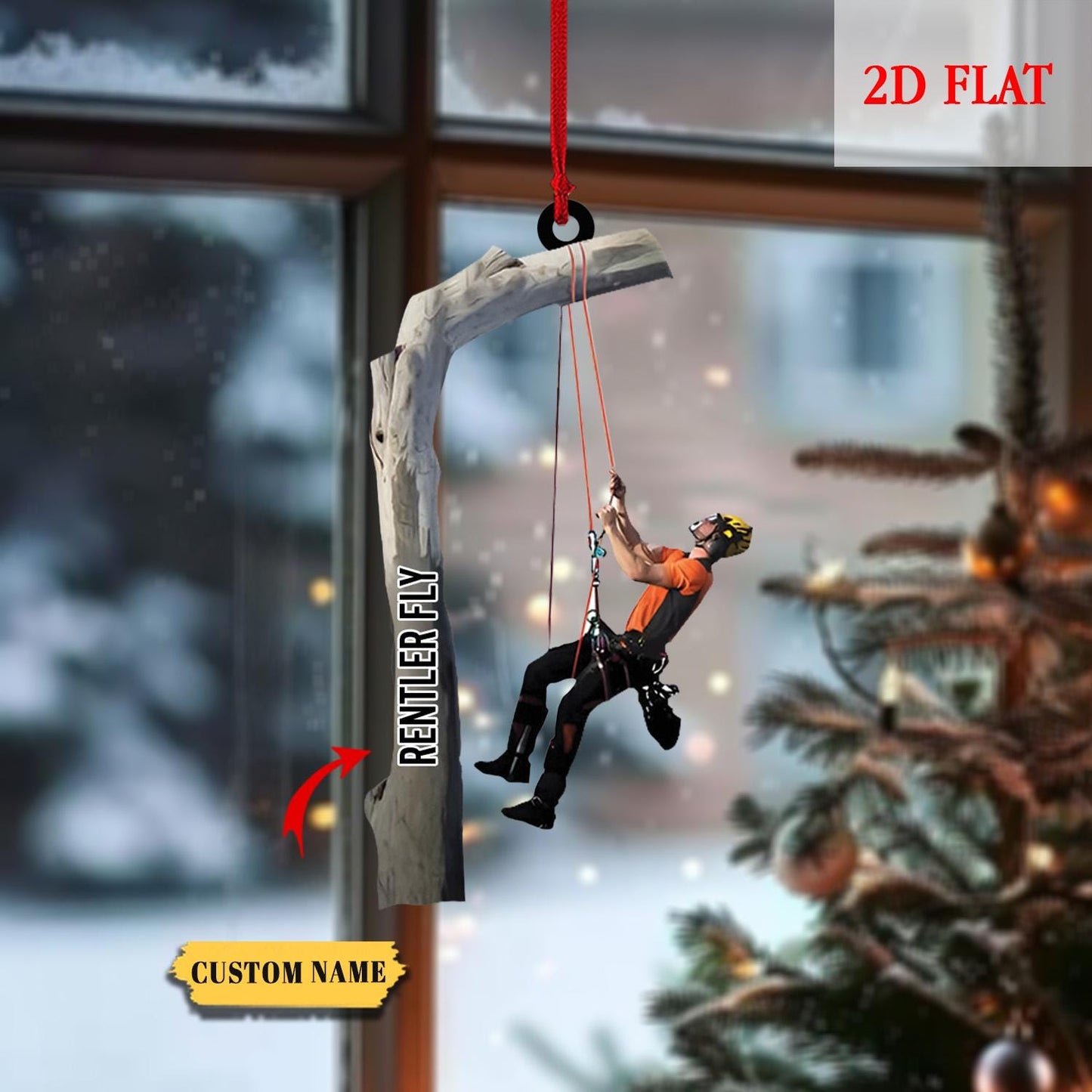 Personalized Arborist Chainsaw 2D Flat Christmas Ornament, Custom Logger Hanging Ornament, Tree Trimmer Cutter Decor, Arborist Christmas