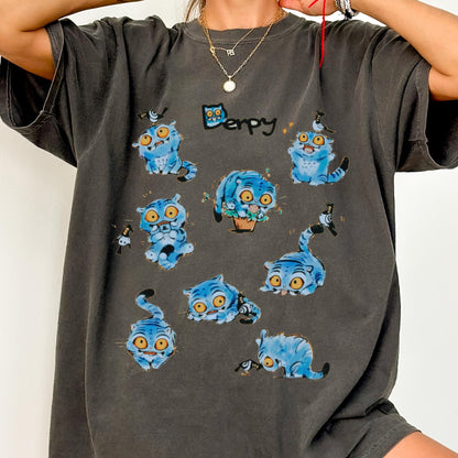 Blue Tiger Graphic Tee: Comfort Colors Funny Animal Shirt