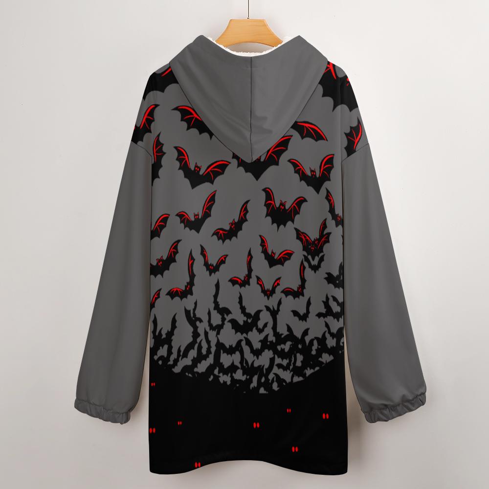 Oversized Bat Hoodie Blanket: Wearable Halloween Holiday Blanket with Front Pocket