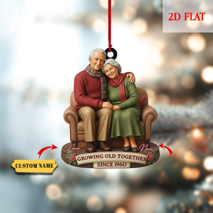Personalized Growing Old Together 2D Flat Acrylic Home Decoration, Wedding Anniversary Christmas Ornament, 50th Anniversary Ornament