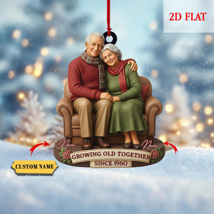 Personalized Growing Old Together 2D Flat Acrylic Home Decoration, Wedding Anniversary Christmas Ornament, 50th Anniversary Ornament