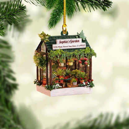 Personalized Garden House 2D Flat Ornament, Gardening Christmas Ornament, Christmas Gift for Gardener Plant Lovers