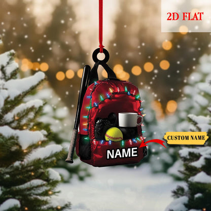 Personalized Baseball Bag 2D Flat Acrylic Ornament, Baseball Player Gear Ornament, Gift For Baseball Lovers, Baseball Christmas Ornament