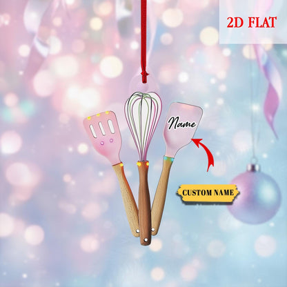 Personalized Chef Tools Christmas Ornament, Christmas Gift For wife, Chef Knife Set Kitchen Decor Christmas Gift, Kitchen Tools ornament