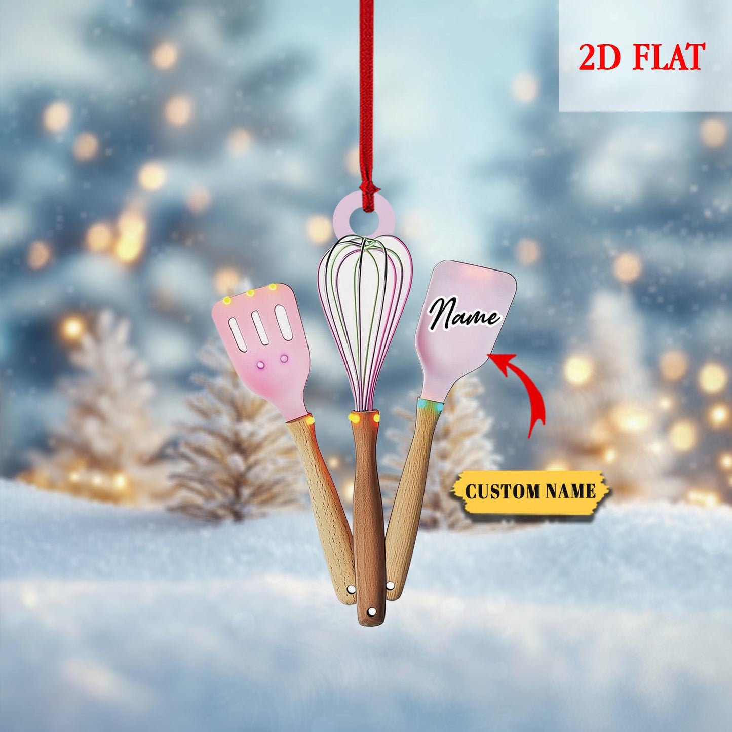 Personalized Chef Tools Christmas Ornament, Christmas Gift For wife, Chef Knife Set Kitchen Decor Christmas Gift, Kitchen Tools ornament