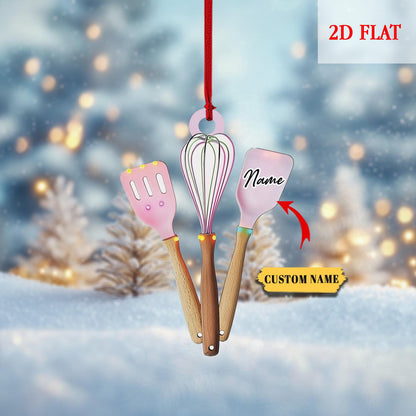 Personalized Chef Tools Christmas Ornament, Christmas Gift For wife, Chef Knife Set Kitchen Decor Christmas Gift, Kitchen Tools ornament