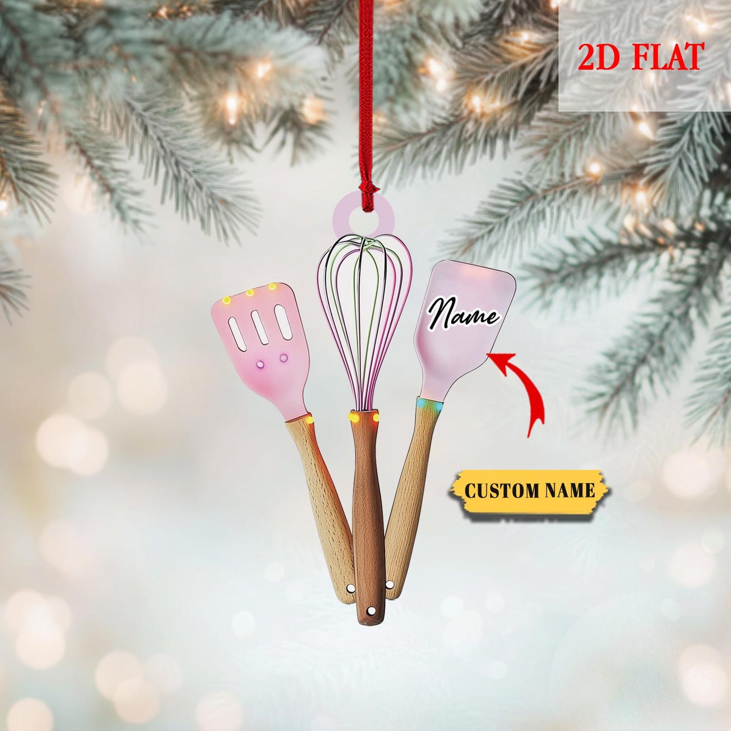 Personalized Chef Tools Christmas Ornament, Christmas Gift For wife, Chef Knife Set Kitchen Decor Christmas Gift, Kitchen Tools ornament