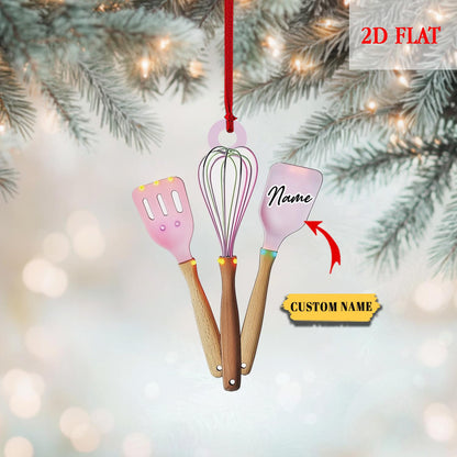 Personalized Chef Tools Christmas Ornament, Christmas Gift For wife, Chef Knife Set Kitchen Decor Christmas Gift, Kitchen Tools ornament
