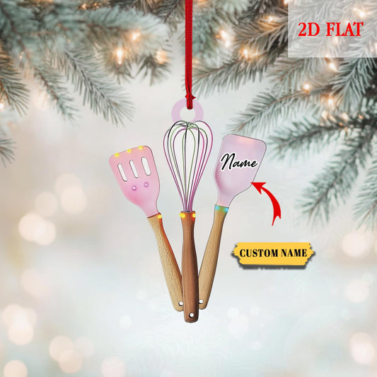 Personalized Chef Tools Christmas Ornament, Christmas Gift For wife, Chef Knife Set Kitchen Decor Christmas Gift, Kitchen Tools ornament