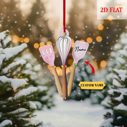 Personalized Chef Tools Christmas Ornament, Christmas Gift For wife, Chef Knife Set Kitchen Decor Christmas Gift, Kitchen Tools ornament
