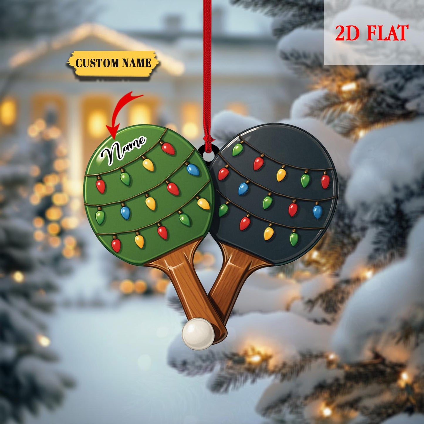 Personalized Table Tennis 2D Flat Acrylic Ornament, Ping Pong Car Ornament, Ping Pong Christmas Ornament, Ping Pong Xmas Ornament Lover Gift