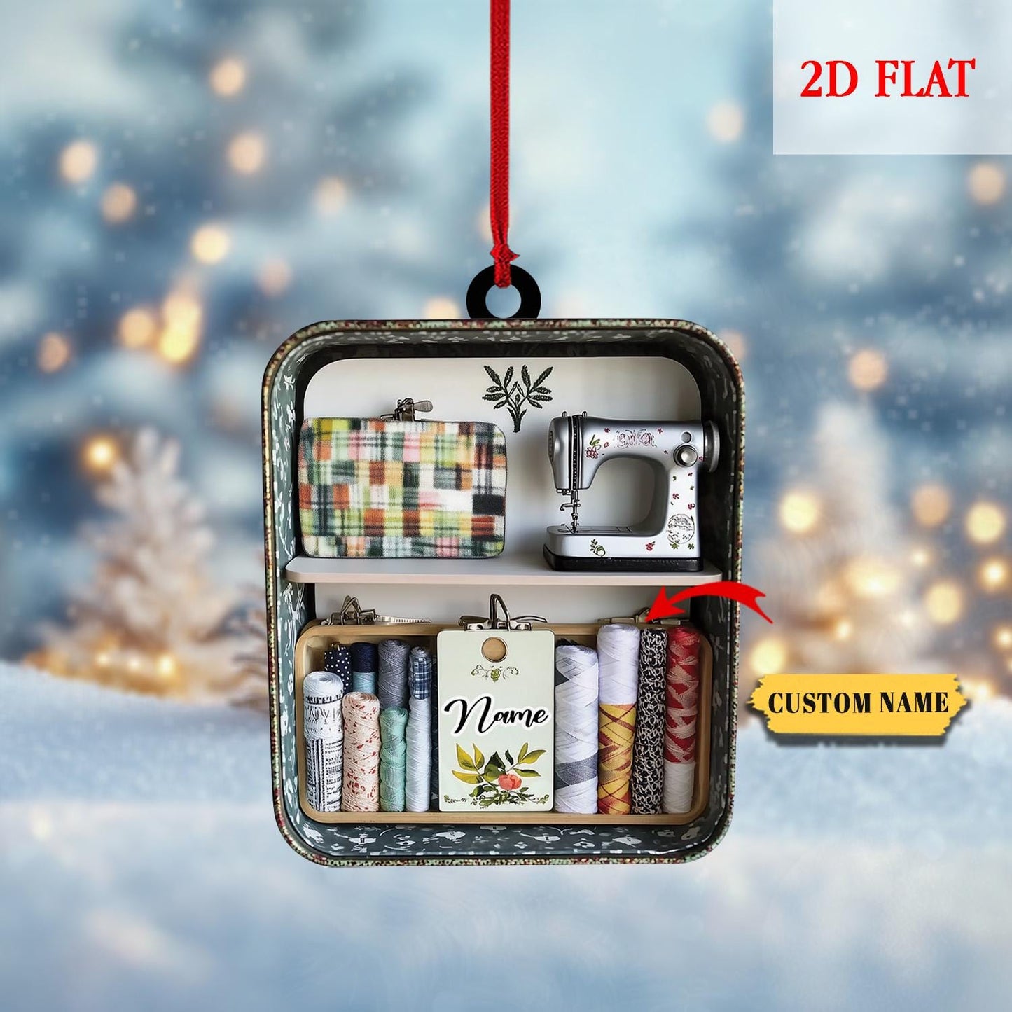 Personalized Sewing Box Christmas Ornament, Gift For Her, Sewing Machine Ornament, Quilter Christmas Decor, Crafting Hobby Xmas Gift