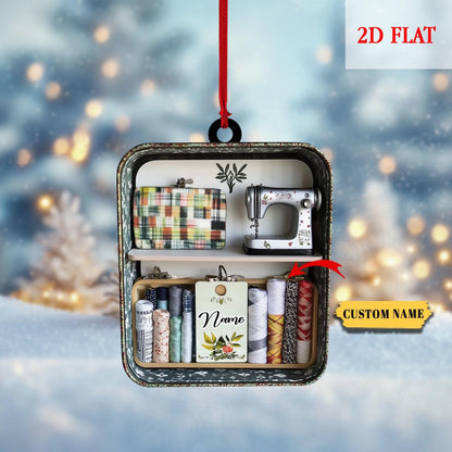 Personalized Sewing Box Christmas Ornament, Gift For Her, Sewing Machine Ornament, Quilter Christmas Decor, Crafting Hobby Xmas Gift