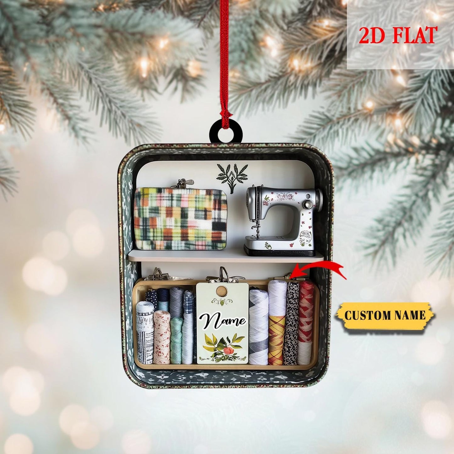 Personalized Sewing Box Christmas Ornament, Gift For Her, Sewing Machine Ornament, Quilter Christmas Decor, Crafting Hobby Xmas Gift