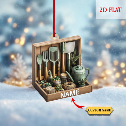 Personalized Chef Tools Christmas 2D Flat Ornament, Gift For wife, Chef Knife Set Kitchen Decor Christmas Gift, Kitchen Tools ornament