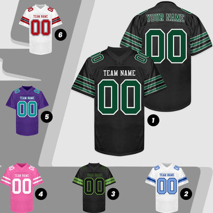 Custom Black and Green  Football Jersey Printed Name Number and Logo, Football Shirt Women Men Youth Kid, Sports Football Uniforms