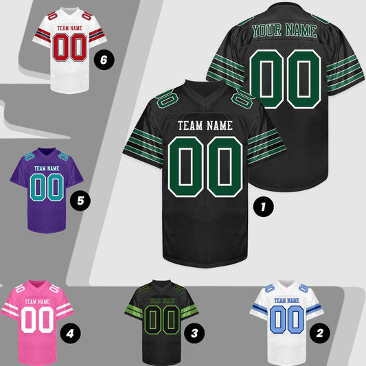 Custom Black and Green  Football Jersey Printed Name Number and Logo, Football Shirt Women Men Youth Kid, Sports Football Uniforms