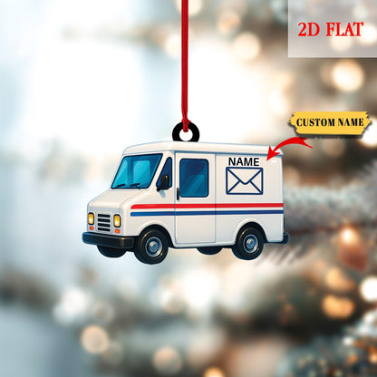 Personalized Ambulance 2D Flat  Acrylic Ornament, Custom EMT Paramedic Christmas Ornament with Name, First Responder Xmas Tree Decor Gift