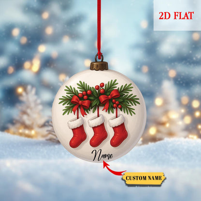 Personalized Christmas Stocking Ornament, Xmas Stockings Bauble Ornament, Christmas Stocking Gift, Stockings on Fireplace, Christmas Gift