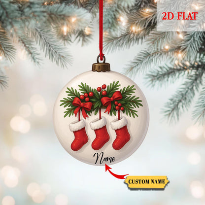 Personalized Christmas Stocking Ornament, Xmas Stockings Bauble Ornament, Christmas Stocking Gift, Stockings on Fireplace, Christmas Gift