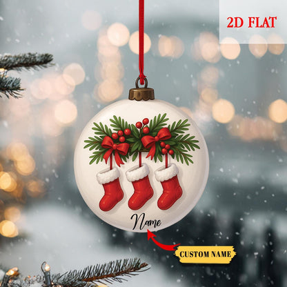 Personalized Christmas Stocking Ornament, Xmas Stockings Bauble Ornament, Christmas Stocking Gift, Stockings on Fireplace, Christmas Gift