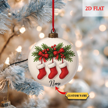 Personalized Christmas Stocking Ornament, Xmas Stockings Bauble Ornament, Christmas Stocking Gift, Stockings on Fireplace, Christmas Gift