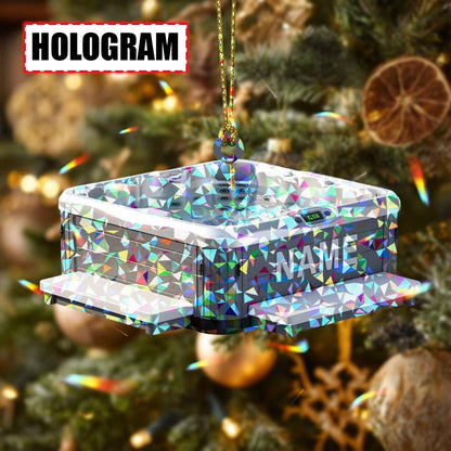 Personalized Hot Tub Christmas Ornament Tree Hanging Decor Flat 2D Acrylic Custom Spa Gift for Relaxation Lovers, Pool Owners, Family Friend
