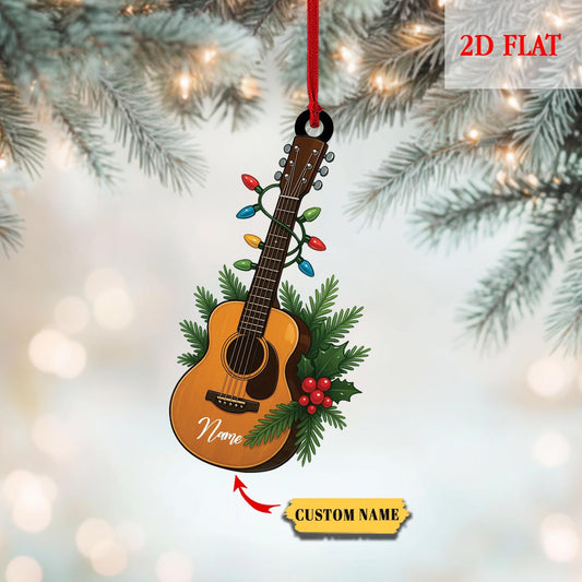 Personalized Guitar 2D Flat Ornament, Christmas Gift for Music Lovers, Guitar Players, Rock and Roll Gift, Christmas Gift For Him, Her