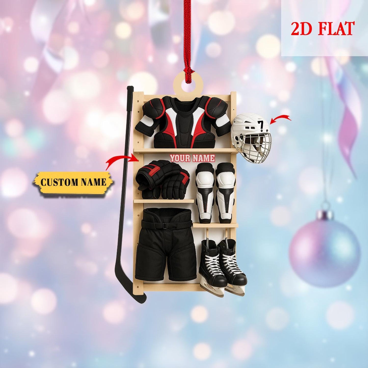 Personalized Hockey Closet 2D Flat Acrylic Ornament, Hockey Christmas Ornament, Gift For Hockey Lovers, Hockey Players Gift, Sport Ornament