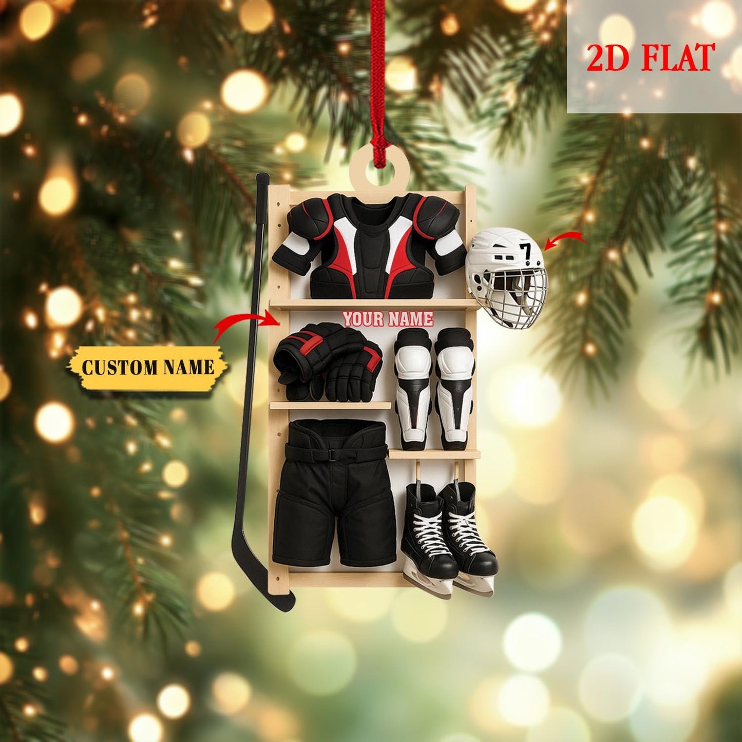 Personalized Hockey Closet 2D Flat Acrylic Ornament, Hockey Christmas Ornament, Gift For Hockey Lovers, Hockey Players Gift, Sport Ornament