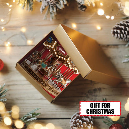 Personalized Carousel Christmas Ornament Tree Hanging Decor Flat 2D Acrylic Custom Merry-Go-Round Gift for Kids, Families, Amusement Park