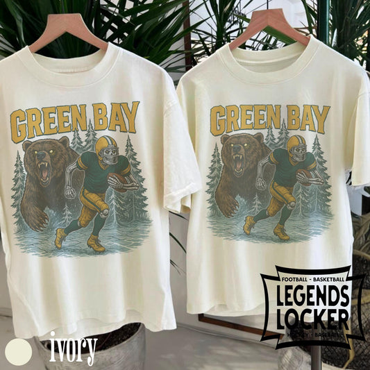 Retro Green Bay Football T-Shirt, Vintage Packers Game Day Graphic Tee, Old School Football Shirt, Green Bay Fan Apparel