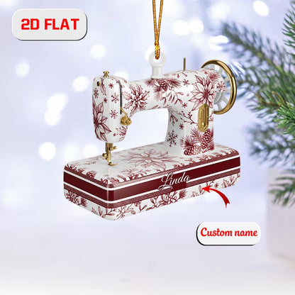 Custom 2D Flat Sewing Machine Ornament, Personalized Acrylic Christmas Ornament, Holiday Tree Decoration, Gift for Seamstress or Crafter