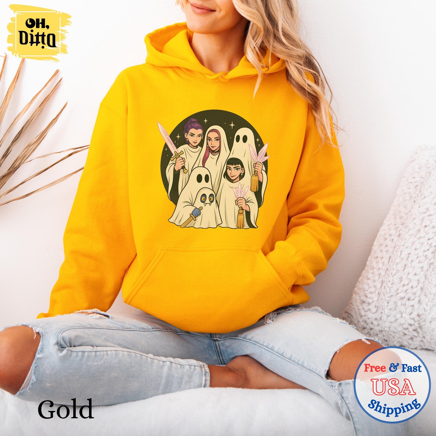 Huntrix Spooky Seoson Hoodie, Girly Ghost Hunters Demon Derpy the Tiger Sweatshirt, Huntrix Fan Tee, Halloween Gift