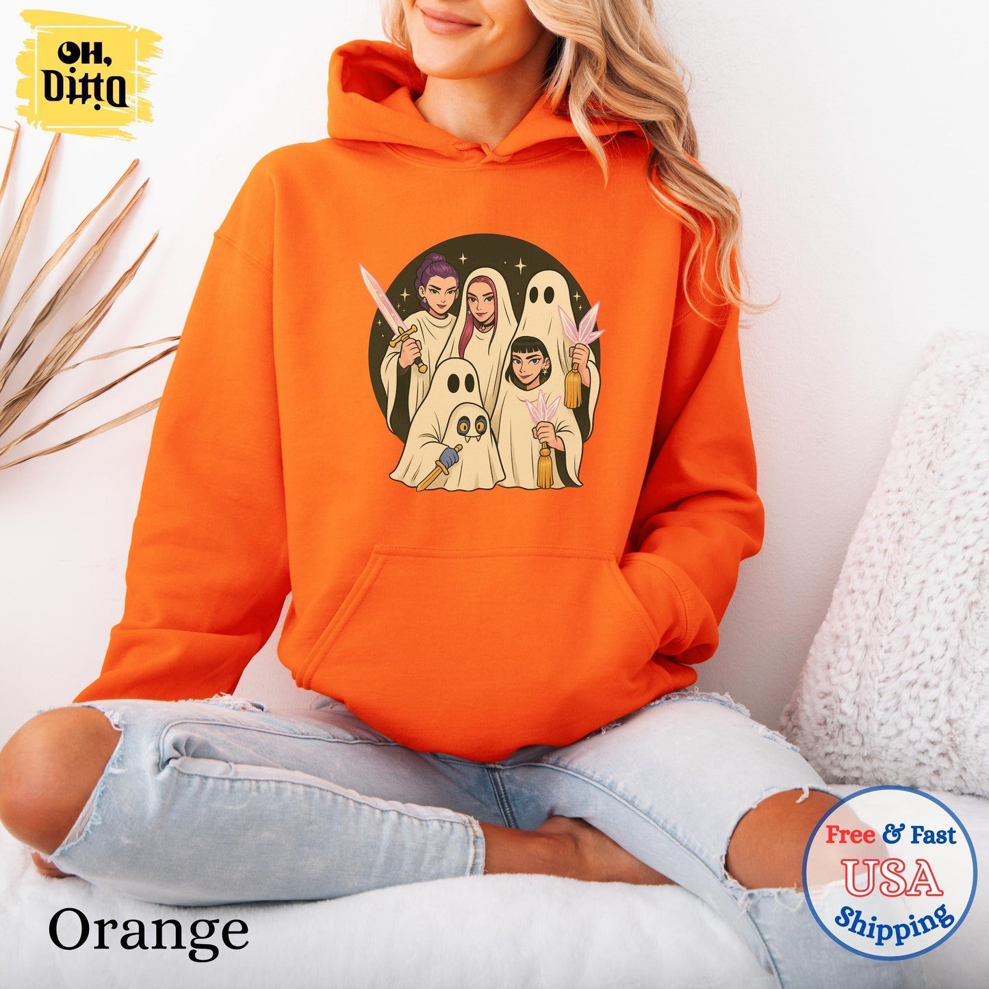 Huntrix Spooky Seoson Hoodie, Girly Ghost Hunters Demon Derpy the Tiger Sweatshirt, Huntrix Fan Tee, Halloween Gift