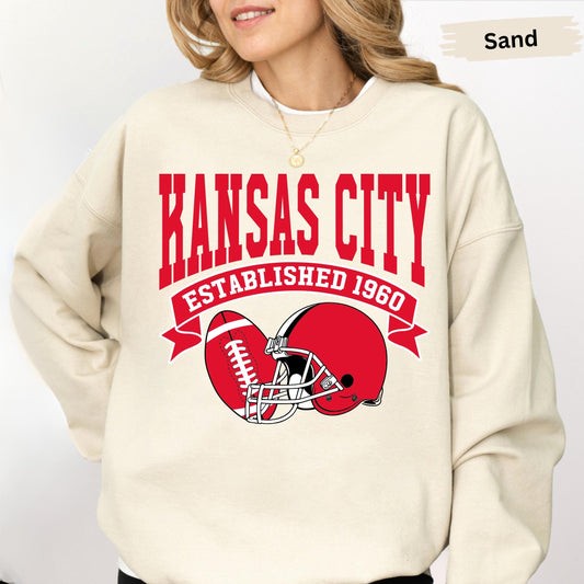 Kansas City Football Sweatshirt, Vintage Kansas City Sweater, Game Day Sweatshirt, Kansas City Fan Sweatshirt, Sunday Kansas City