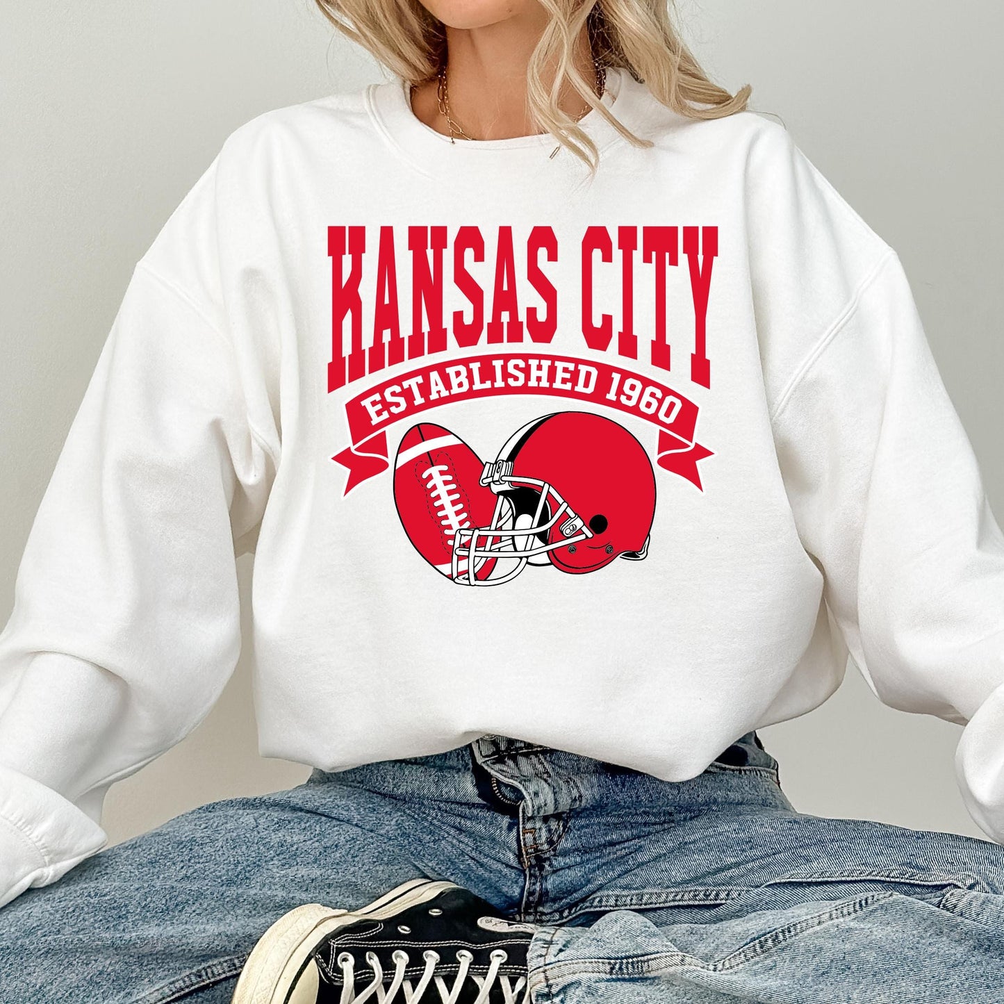 Kansas City Football Sweatshirt, Vintage Kansas City Sweater, Game Day Sweatshirt, Kansas City Fan Sweatshirt, Sunday Kansas City