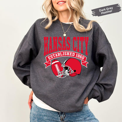 Kansas City Football Sweatshirt, Vintage Kansas City Sweater, Game Day Sweatshirt, Kansas City Fan Sweatshirt, Sunday Kansas City