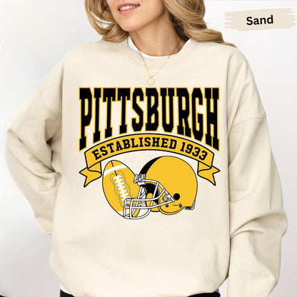 Pittsburgh Football Sweatshirt, Retro Pittsburgh Sweatshirt, Game Day Sweatshirt, Gift For Football Fan, Football Season Sweatshirt